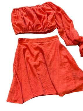 Showpo Women's A-Line Skirt Set Boho One Shoulder Crop Top Size 4